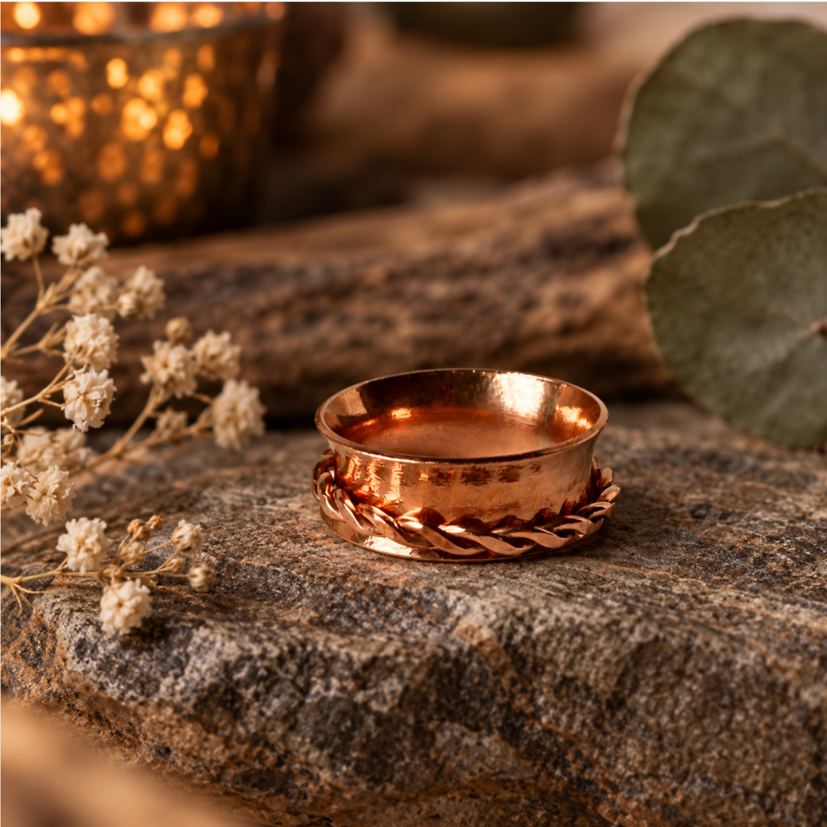 Handgjord fidgetring/spinnring i koppar, Rastlös ro - Bild 5